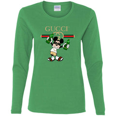 Gucci Mickey Mouse Drink Beer T-shirt Women Long Sleeve Shirt Women Long Sleeve Shirt - parenttees