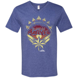 Captain Marvel Yellow Red Plane Flight Logo Men V-Neck T-Shirt