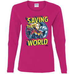 Captain Marvel Saving The World Portrait Women Long Sleeve Shirt Women Long Sleeve Shirt - parenttees