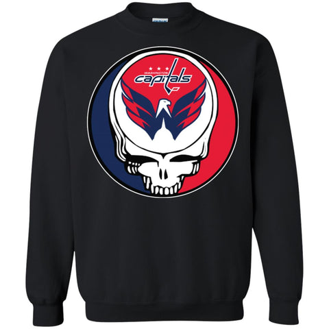 Washington Capitals Grateful Dead Steal Your Face Hockey Nhl Shirts Crewneck Pullover Sweatshirt Black / S Crewneck Pullover Sweatshirt - parenttees