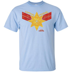 Captain Marvel Distressed Star Ribbon Logo Men Cotton T-Shirt Men Cotton T-Shirt - parenttees