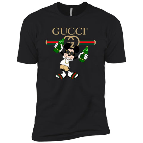 Gucci Mickey Mouse Drink Beer T-shirt Men Short Sleeve T-Shirt Black / X-Small Men Short Sleeve T-Shirt - parenttees