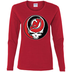 New Jersey Devils Grateful Dead Steal Your Face Hockey Nhl Shirts Women Long Sleeve Shirt Women Long Sleeve Shirt - parenttees