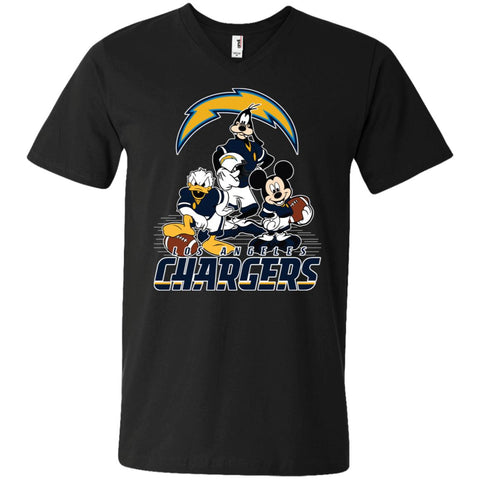 Mickey Mouse Los Angeles Chargers American Football Nfl Sports Shirt Men V-Neck T-Shirt Black / S Men V-Neck T-Shirt - parenttees