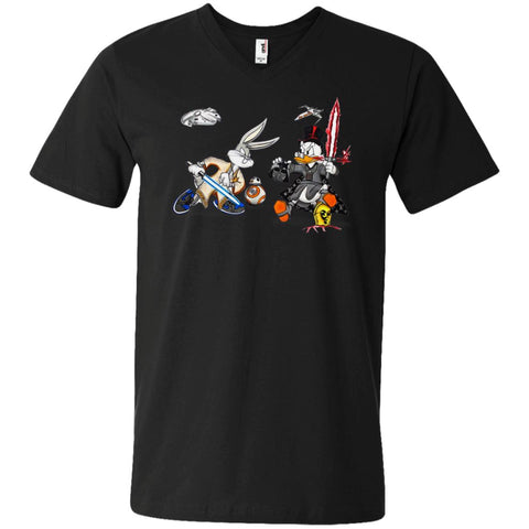 Star Wars T-shirts Rabbit Vs Duck Donald Funny Men V-Neck T-Shirt Black / S Men V-Neck T-Shirt - parenttees