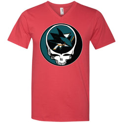 San Jose Sharks Grateful Dead Steal Your Face Hockey Nhl Shirts Men V-Neck T-Shirt