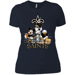 Nfl – New Orleans Saints Donald Duck Goofy Mickey Mouse Super Bowl 2019 Football Women Cotton T-Shirt Women Cotton T-Shirt - parenttees