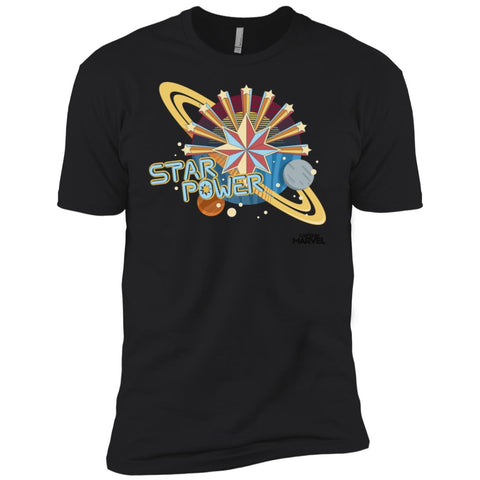 Captain Marvel Star Power Retro Style Men Short Sleeve T-Shirt Black / X-Small Men Short Sleeve T-Shirt - parenttees