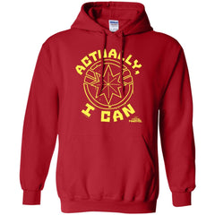 Captain Marvel Actually I Can Yellow Logo Pullover Hoodie Sweatshirt Pullover Hoodie Sweatshirt - parenttees