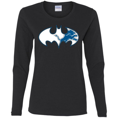 We Are The Detroit Lions Batman Nfl Mashup Women Long Sleeve Shirt Black / S Women Long Sleeve Shirt - parenttees