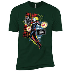 Captain Marvel Plaid Jean Patched Portrait Men Short Sleeve T-Shirt Men Short Sleeve T-Shirt - parenttees