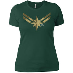 Captain Marvel Simple Gold Shadowed Logo Women Cotton T-Shirt Women Cotton T-Shirt - parenttees