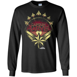 Captain Marvel Yellow Red Plane Flight Logo Men Long Sleeve Shirt