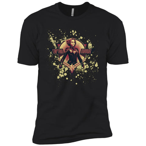 Captain Marvel Cracked Paint Splatter Logo Men Short Sleeve T-Shirt Black / X-Small Men Short Sleeve T-Shirt - parenttees