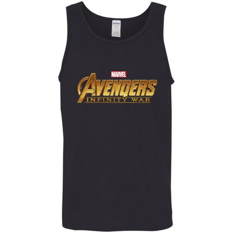 Marvel Avengers Infinity War Golden Logo Men Cotton Tank Black / X-Small Men Cotton Tank - parenttees