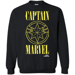 Captain Marvel Yellow Paint Drip Logo Crewneck Pullover Sweatshirt