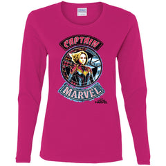 Captain Marvel Stitched Patched Portrait Women Long Sleeve Shirt Women Long Sleeve Shirt - parenttees