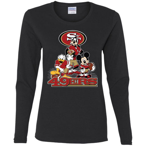 Mickey Mouse San Francisco 49ers American Football Nfl Sports Shirt Women Long Sleeve Shirt Black / S Women Long Sleeve Shirt - parenttees