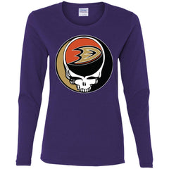 Anaheim Ducks Grateful Dead Steal Your Face Hockey Nhl Shirts Women Long Sleeve Shirt Women Long Sleeve Shirt - parenttees