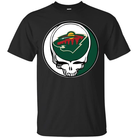 Minnesota Wild Grateful Dead Steal Your Face Hockey Nhl Shirts Men Cotton T-Shirt Black / S Men Cotton T-Shirt - parenttees