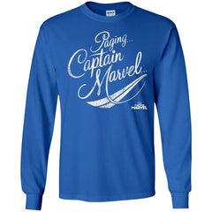 Captain Marvel Paging Distressed Cursive Men Long Sleeve Shirt Men Long Sleeve Shirt - parenttees