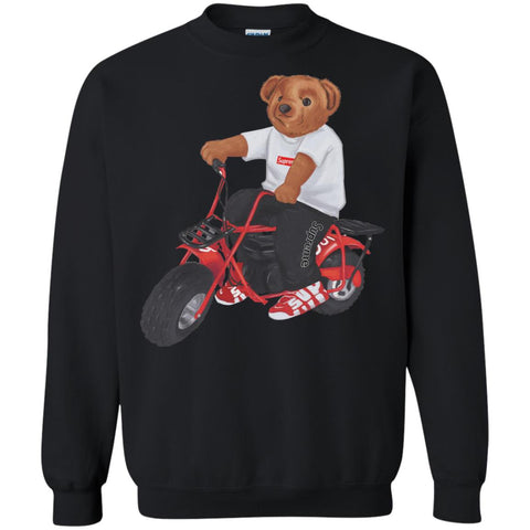 Supreme Bear Moto T-shirt Crewneck Pullover Sweatshirt Black / S Crewneck Pullover Sweatshirt - parenttees