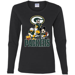 Mickey Mouse Green Bay Packer American Football Nfl Sports Shirt Women Long Sleeve Shirt