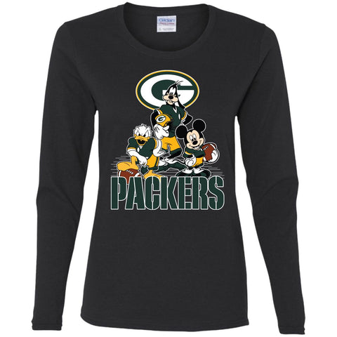 Mickey Mouse Green Bay Packer American Football Nfl Sports Shirt Women Long Sleeve Shirt Black / S Women Long Sleeve Shirt - parenttees