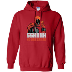 Marvel Deadpool Shhh No One Cares Whisper Pullover Hoodie Sweatshirt Pullover Hoodie Sweatshirt - parenttees