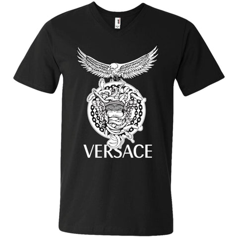 Versace Supervip Logo T-shirt Men V-Neck T-Shirt Black / S Men V-Neck T-Shirt - parenttees