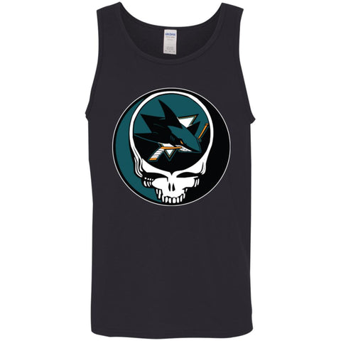 San Jose Sharks Grateful Dead Steal Your Face Hockey Nhl Shirts Men Cotton Tank Black / X-Small Men Cotton Tank - parenttees