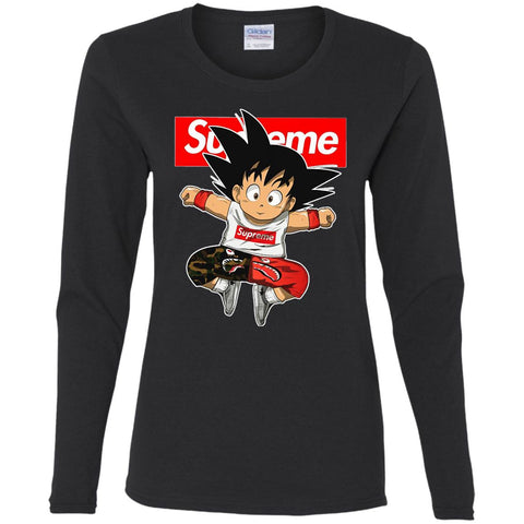 Supreme Dragon Ball Goku T-shirt Women Long Sleeve Shirt Black / S Women Long Sleeve Shirt - parenttees