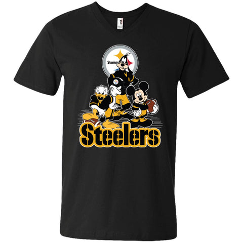 Mickey Mouse Pittsburgh Steelers American Football Nfl Sports Shirt Men V-Neck T-Shirt Black / S Men V-Neck T-Shirt - parenttees