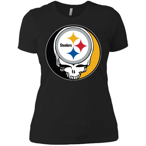 Pittsburgh Steelers Grateful Dead Steal Your Face Football Nfl Shirts Women Cotton T-Shirt Black / X-Small Women Cotton T-Shirt - parenttees