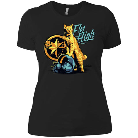 Captain Marvel Symbol Goose Fly High Women Cotton T-Shirt Black / X-Small Women Cotton T-Shirt - parenttees