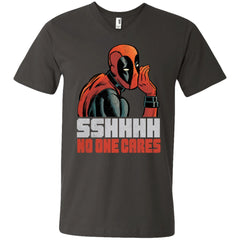 Marvel Deadpool Shhh No One Cares Whisper Men V-Neck T-Shirt Men V-Neck T-Shirt - parenttees