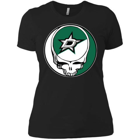 Dallas Stars Grateful Dead Steal Your Face Hockey Nhl Shirts Women Cotton T-Shirt Black / X-Small Women Cotton T-Shirt - parenttees