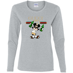 Gucci Mickey Mouse Drink Beer T-shirt Women Long Sleeve Shirt Women Long Sleeve Shirt - parenttees