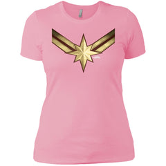 Captain Marvel Gleaming Chest Logo Women Cotton T-Shirt Women Cotton T-Shirt - parenttees