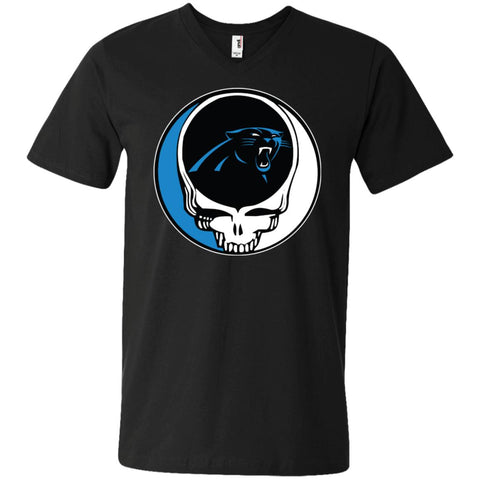 Carolina Panthers Grateful Dead Steal Your Face Football Nfl Shirts Men V-Neck T-Shirt Black / S Men V-Neck T-Shirt - parenttees