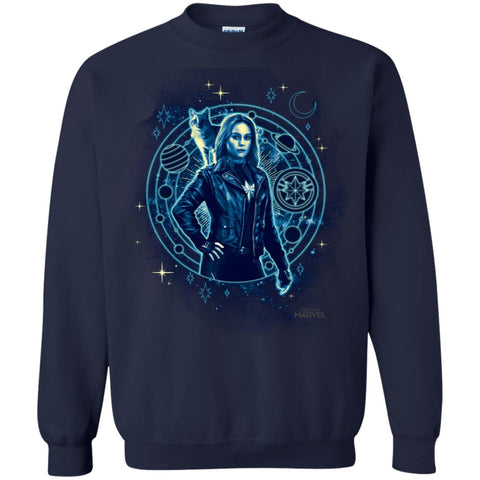 Captain Marvel Goose Geometric Circle Space Crewneck Pullover Sweatshirt Black / S Crewneck Pullover Sweatshirt - parenttees