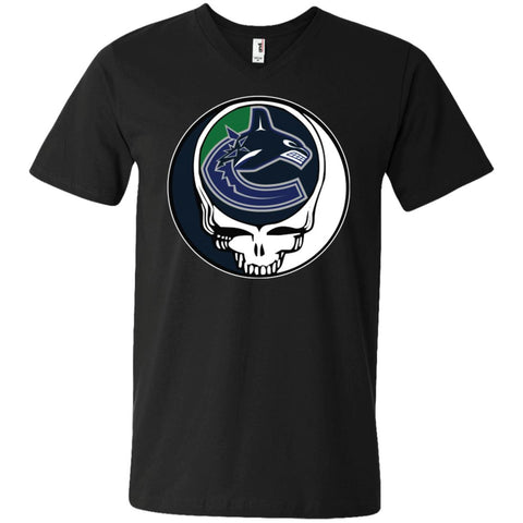 Vancouver Canucks Grateful Dead Steal Your Face Hockey Nhl Shirts Men V-Neck T-Shirt Black / S Men V-Neck T-Shirt - parenttees