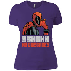 Marvel Deadpool Shhh No One Cares Whisper Women Cotton T-Shirt Women Cotton T-Shirt - parenttees