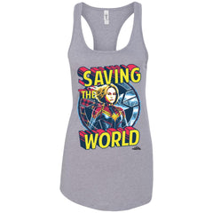 Captain Marvel Saving The World Portrait Women Tank Top Women Tank Top - parenttees