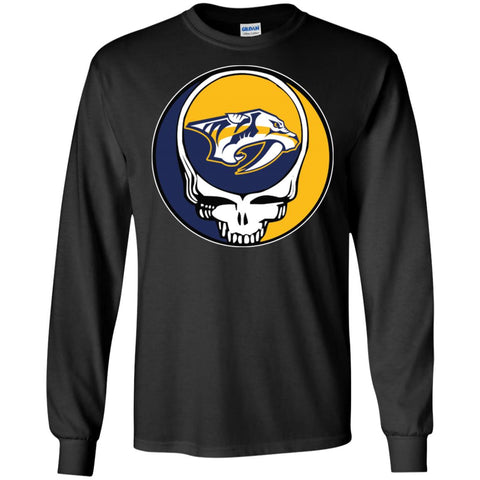 Nashville Predators Grateful Dead Steal Your Face Hockey Nhl Shirts Men Long Sleeve Shirt Black / S Men Long Sleeve Shirt - parenttees