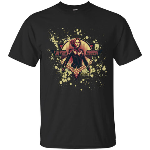 Captain Marvel Cracked Paint Splatter Logo Men Cotton T-Shirt Black / S Men Cotton T-Shirt - parenttees