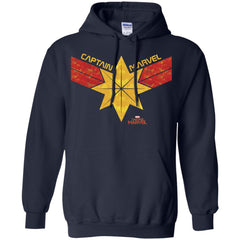 Captain Marvel Distressed Star Ribbon Logo Pullover Hoodie Sweatshirt Pullover Hoodie Sweatshirt - parenttees