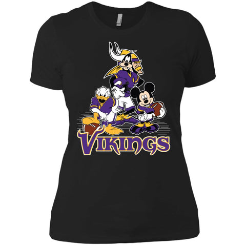 Mickey Mouse Minnesota Vikings American Football Nfl Sports Shirt Women Cotton T-Shirt Black / X-Small Women Cotton T-Shirt - parenttees