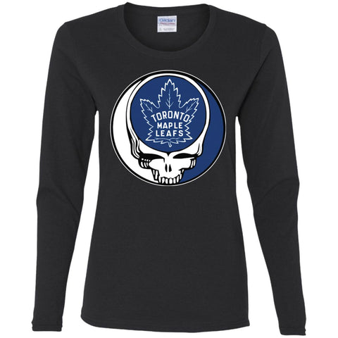 Toronto Maple Leafs Grateful Dead Steal Your Face Hockey Nhl Shirts Women Long Sleeve Shirt Black / S Women Long Sleeve Shirt - parenttees