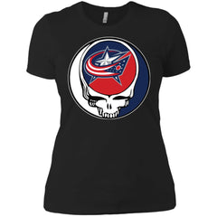 Columbus Blue Grateful Dead Steal Your Face Hockey Nhl Shirts Women Cotton T-Shirt Women Cotton T-Shirt - parenttees